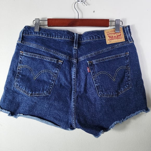 Levi's 501 High Rise Raw Hem  Salsa Shaker Shorts Denim Size W33  Button Fly - Picture 2 of 11